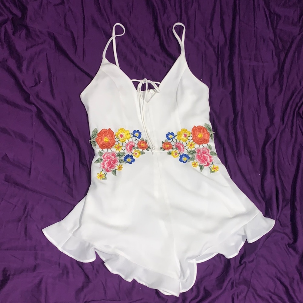White flowery romper